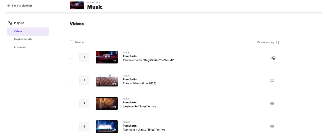 playlist manual reorder