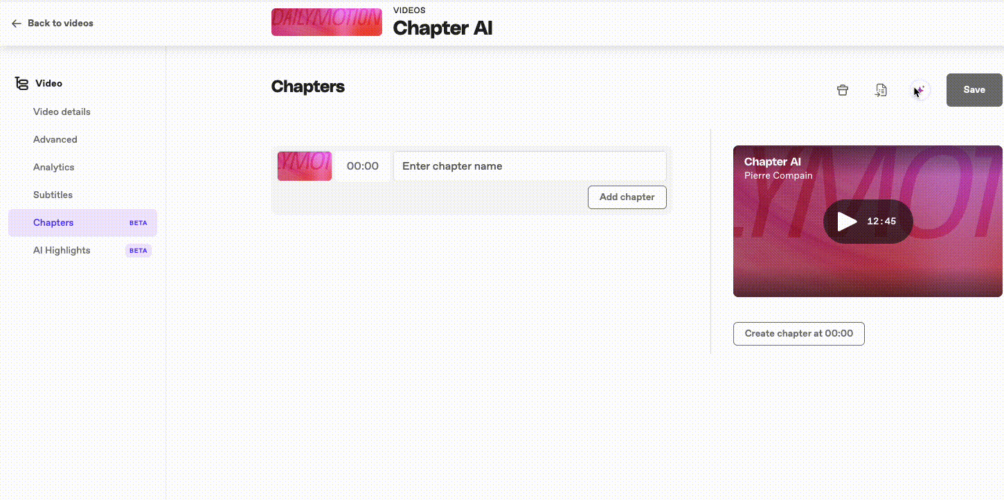 Generate and manage chapters with AI – Dailymotion Help Center