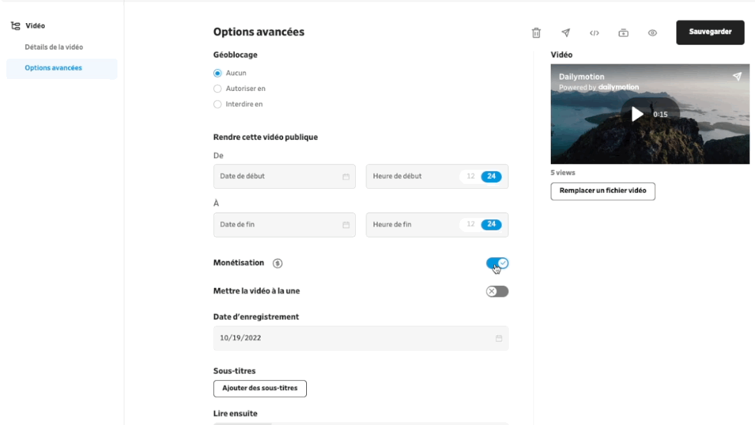 dailymotion monétisation